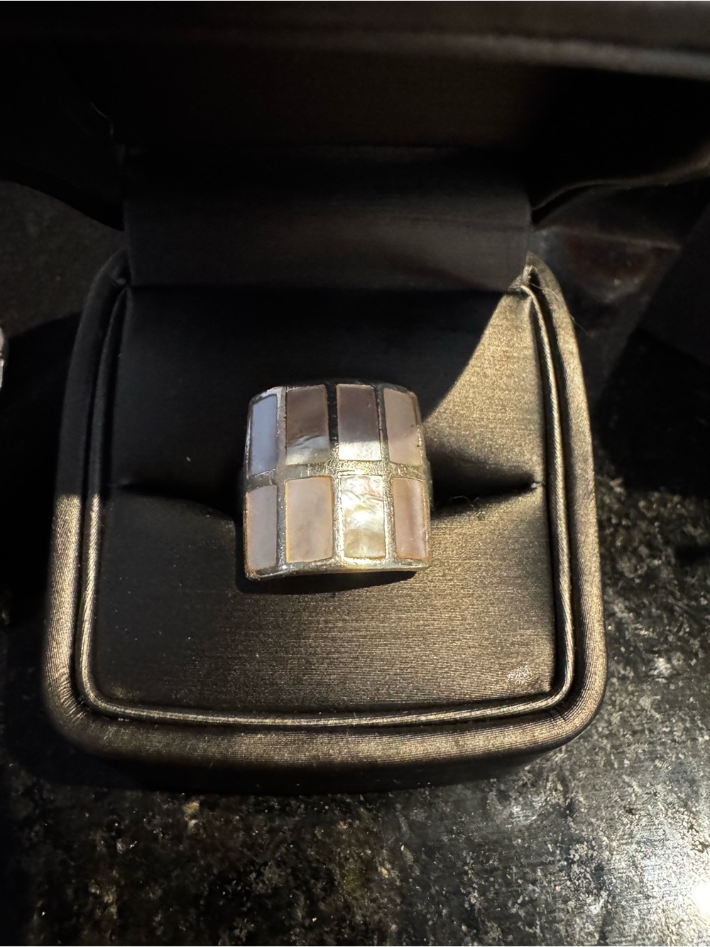 Sterling Silver Inlay Ring with Pink Mother-of-Pearl